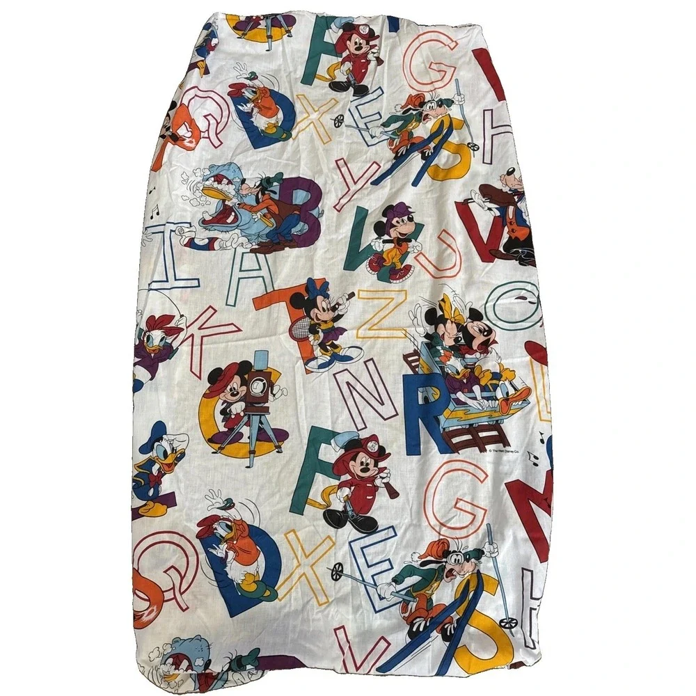 Disney Vintage Dundee Mickey Mouse ABC Fitted Crib Sheet Toddler Bed USA